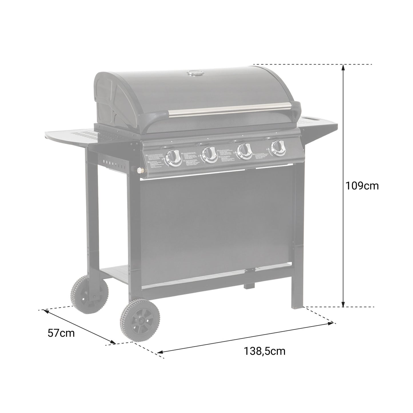 Barbecue au gaz Sorrento - 4 brûleurs avec thermomètre 14kW