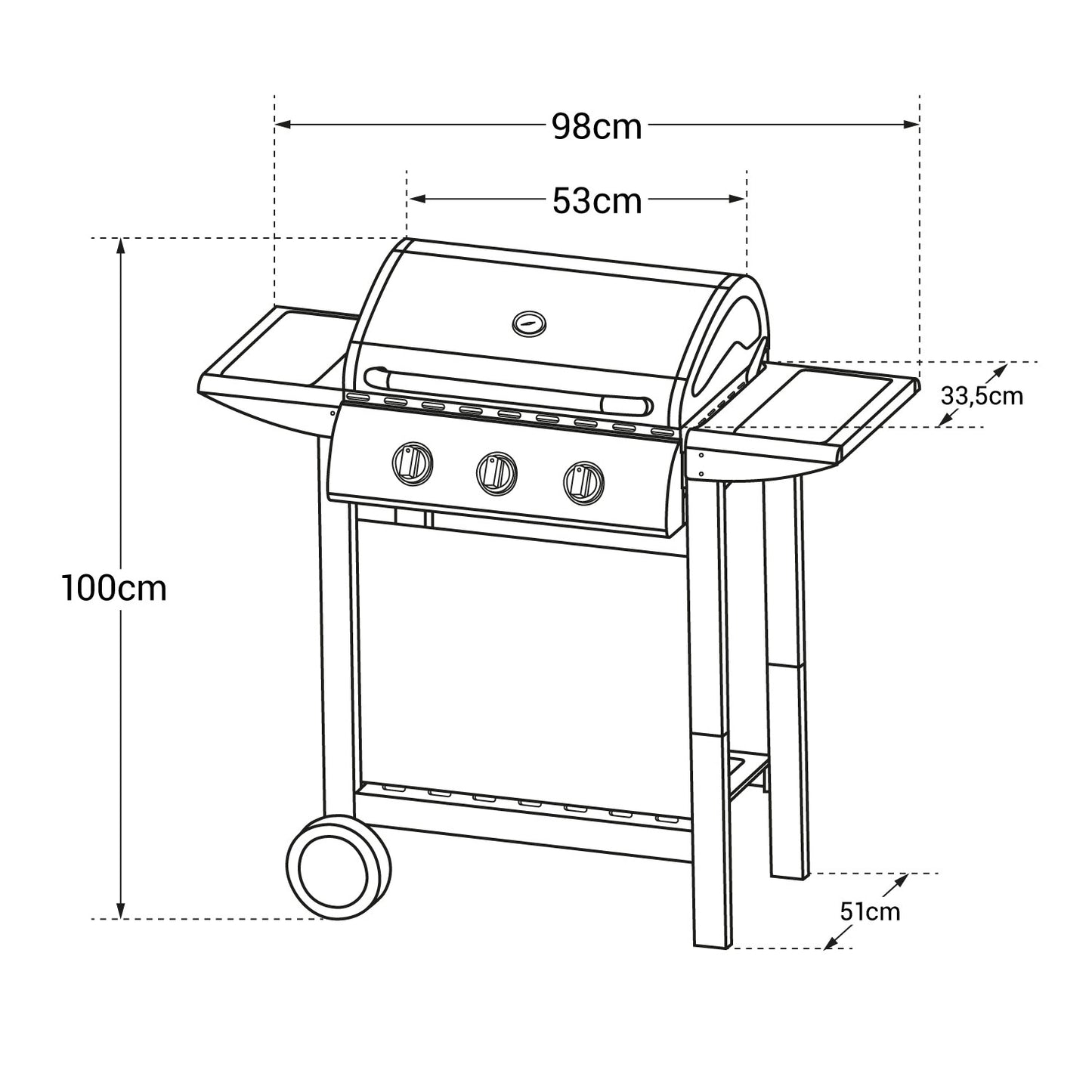 Barbecue Gaz Hawaï - 3 Brûleurs 8,4 kW Butane/Propane