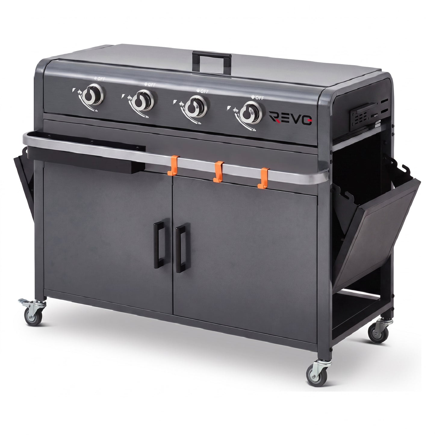 Plancha Gaz REVO Cordoba XL – Plaque Inox – 4 Brûleurs – Chariot Inclus – 9,6 kW