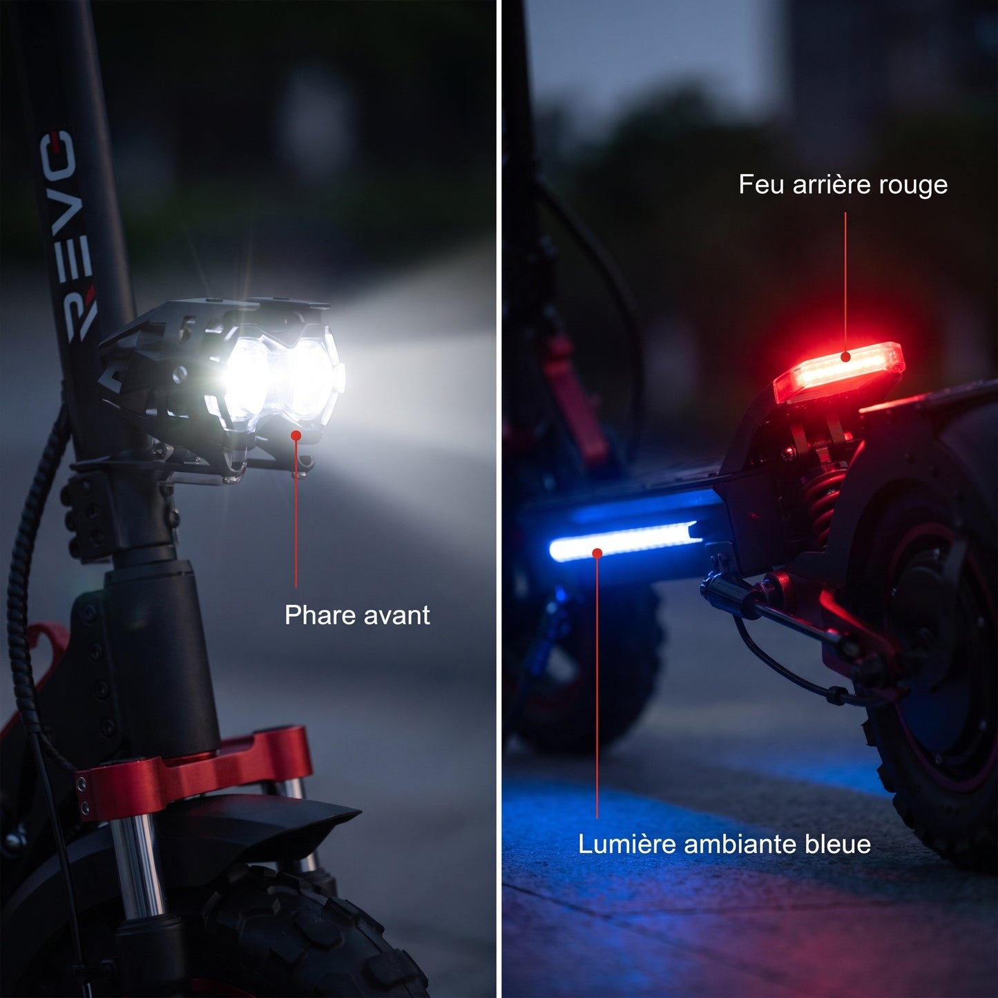 Trottinette Électrique REVO Peak – 1000 W (pointe 1200 W) – Autonomie 55 km – Batterie 48V 15Ah – Pneus 11" Tout-Terrain