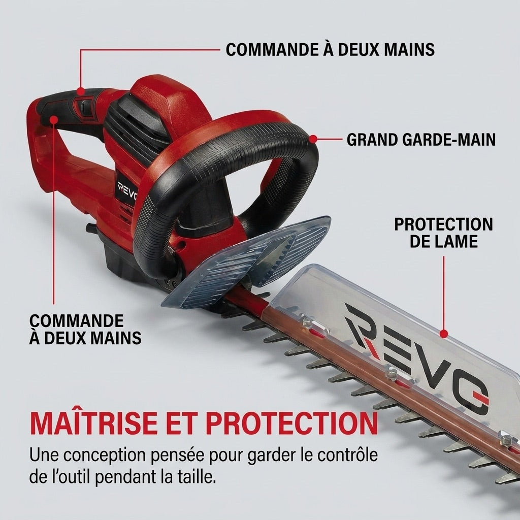 Taille-Haie Électrique REVO Blade 67 – 700 W – Lame 71 cm – Coupe 67 cm – Écartement 30 mm – Poignée Pivotante