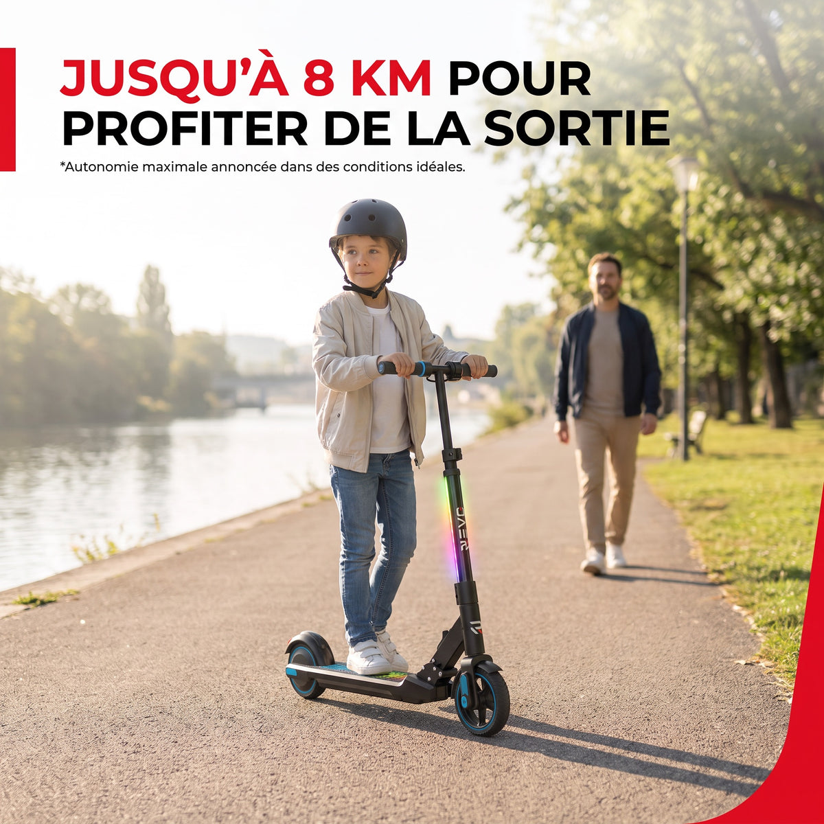 Trottinette Électrique Enfant REVO Spark 15 – 150 W – 3 Vitesses – Jusqu’à 15 km/h – Autonomie 8 km