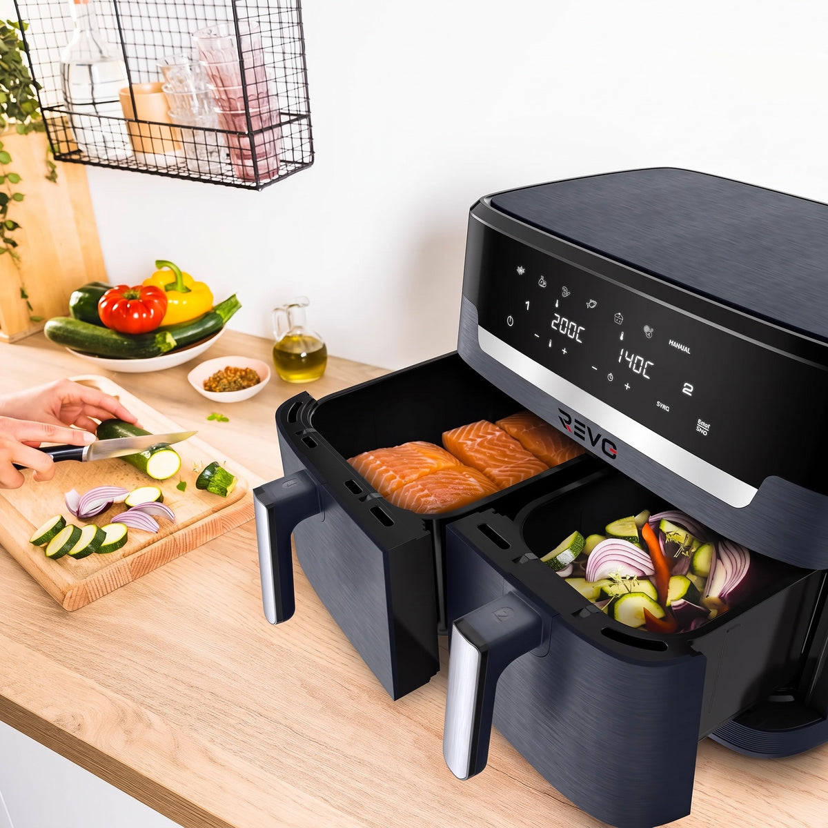 Air Fryer REVO Twinora 11 – 11 L – Double Zone 6,5 L + 4,5 L – 2 700 W – 7 Programmes