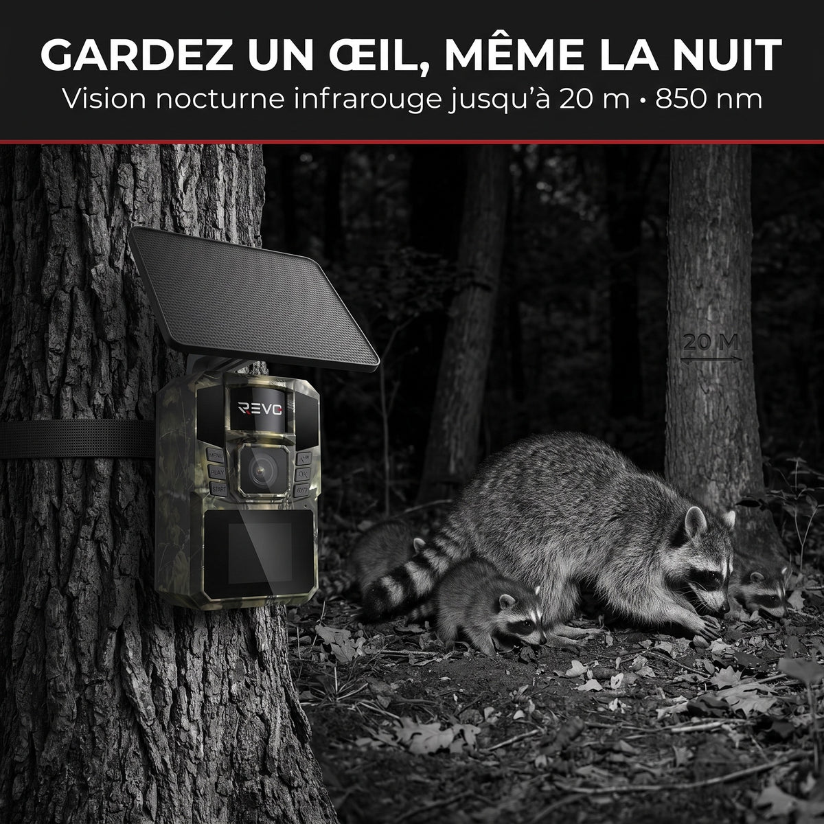 Caméra de Chasse Solaire REVO WildScan 48 – 4K, 48 MP, Vision Nocturne & Connexion Smartphone