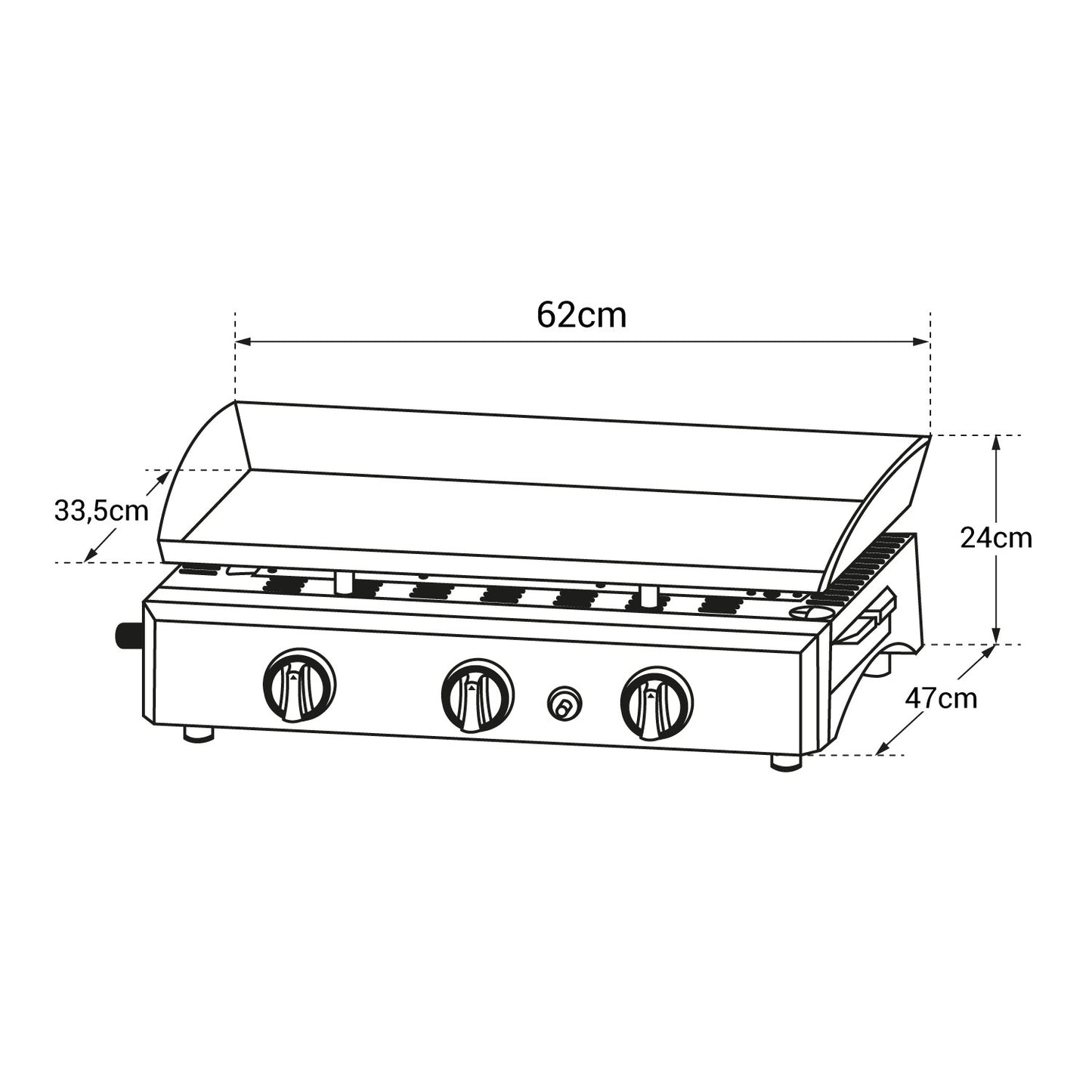 Plancha au gaz REVO Brasa – 3 brûleurs 7,5 kW – Acier noir – Butane/Propane