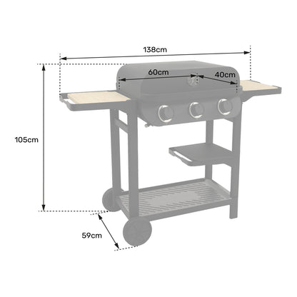 Barbecue gaz sur chariot Ibiza - 3 Brûleurs 8,4 kW