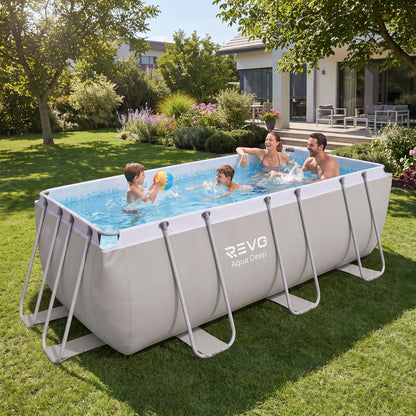 Piscine Hors-Sol Rectangulaire REVO Aqua Deep – 400 × 207 × 122 cm – 8 870 L – Filtration 2 006 L/h