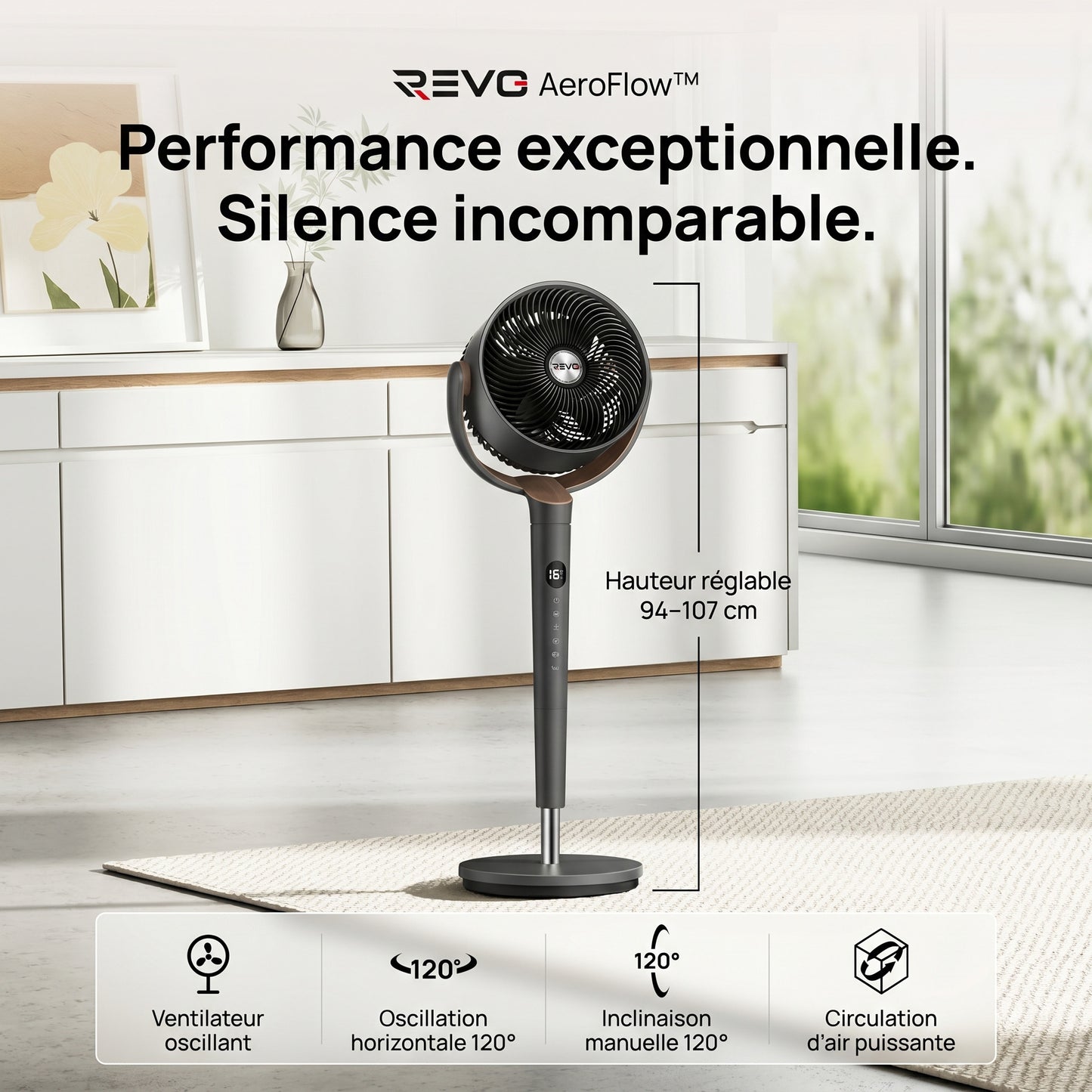 REVO AeroFlow™ – Ventilateur Intelligent Ultra Silencieux