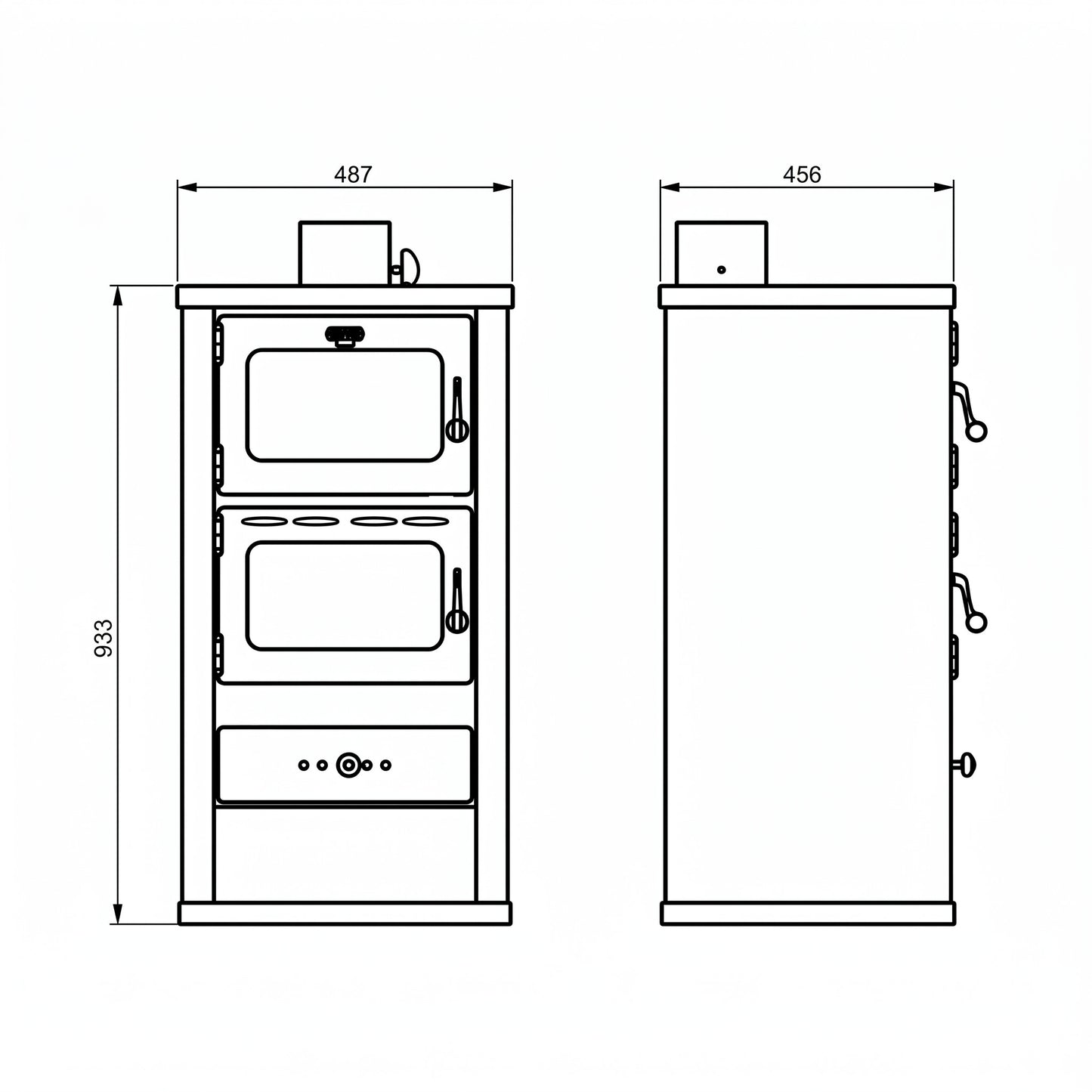 Poêle à bois REVO 12 kW – Four intégré – Sortie supérieure