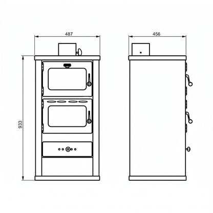 Poêle à bois REVO 12 kW – Four intégré – Sortie supérieure