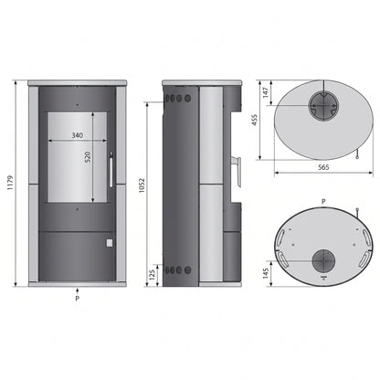 Poêle à bois REVO 7 kW – Acier – Triple combustion – Sortie dessus/arrière