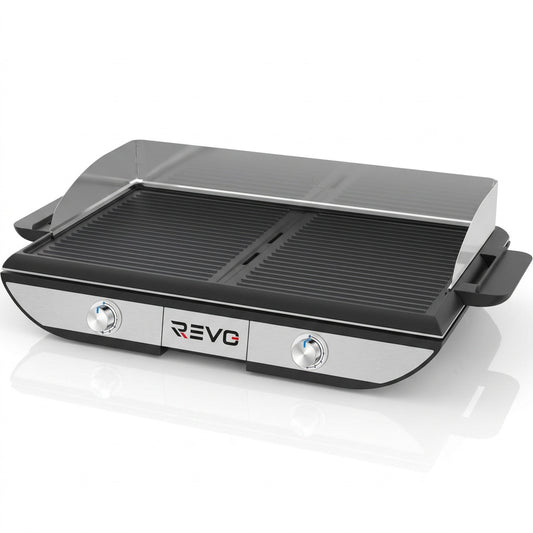 Combiné Plancha & Grill Électrique REVO Sitges – Double Zone de Cuisson – 2300 W