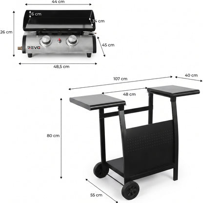Plancha Gaz REVO Zaragoza – Chariot Inclus – 5 kW