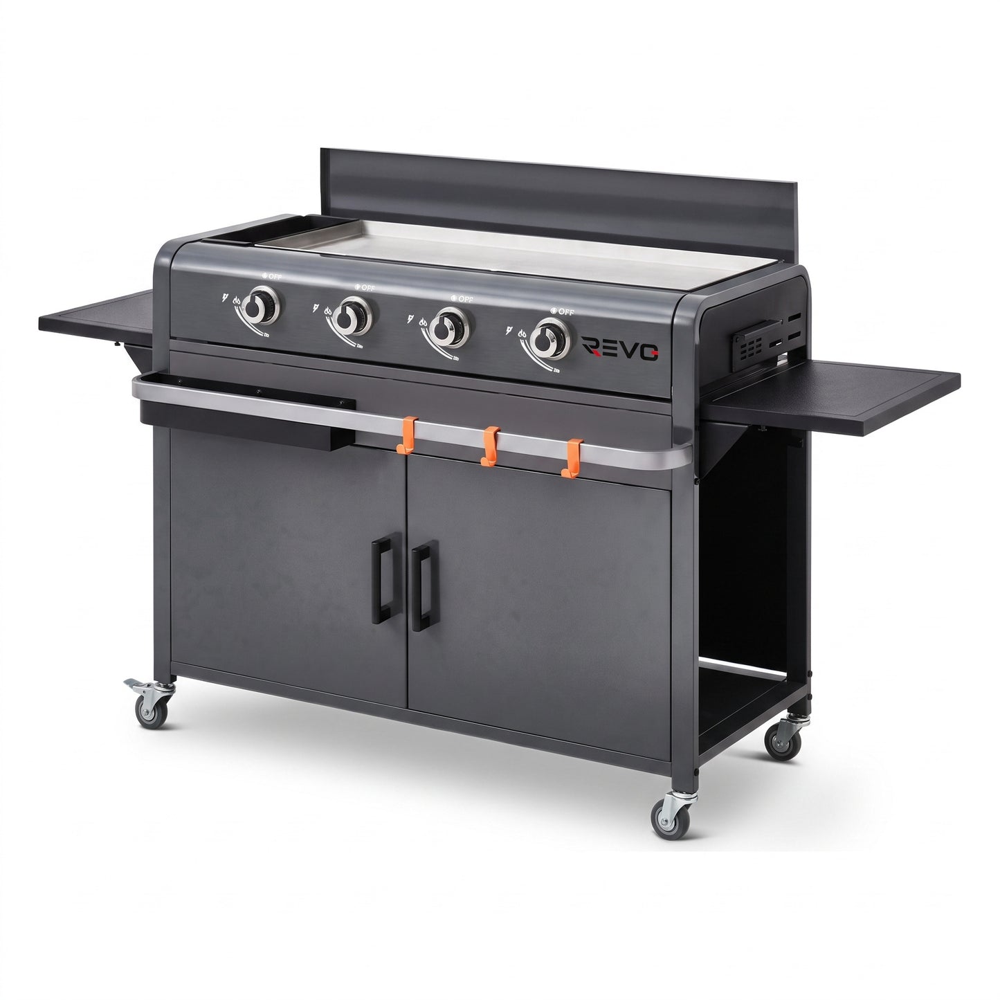 Plancha Gaz REVO Cordoba XL – Plaque Inox – 4 Brûleurs – Chariot Inclus – 9,6 kW