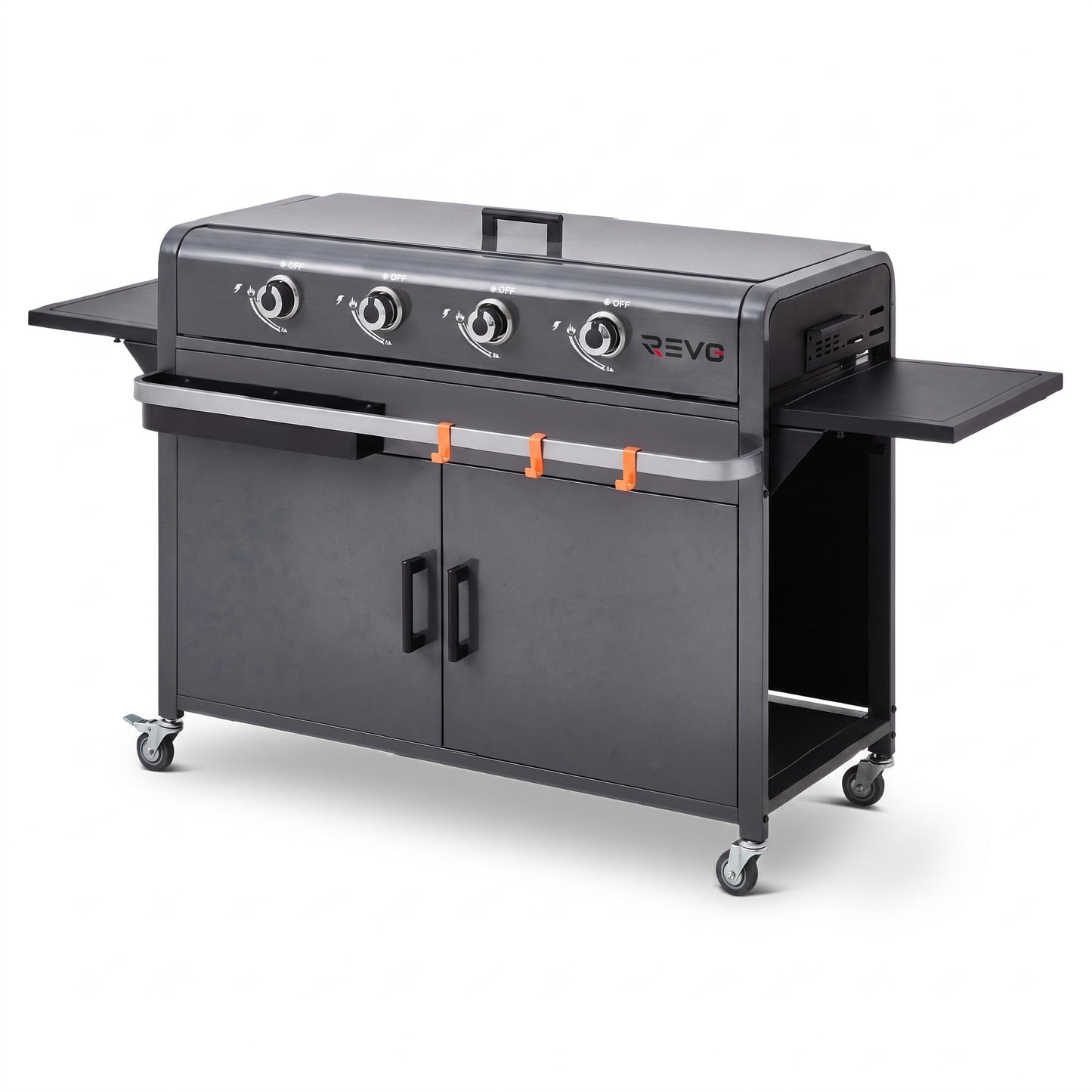 Plancha Gaz REVO Cordoba XL – Plaque Inox – 4 Brûleurs – Chariot Inclus – 9,6 kW