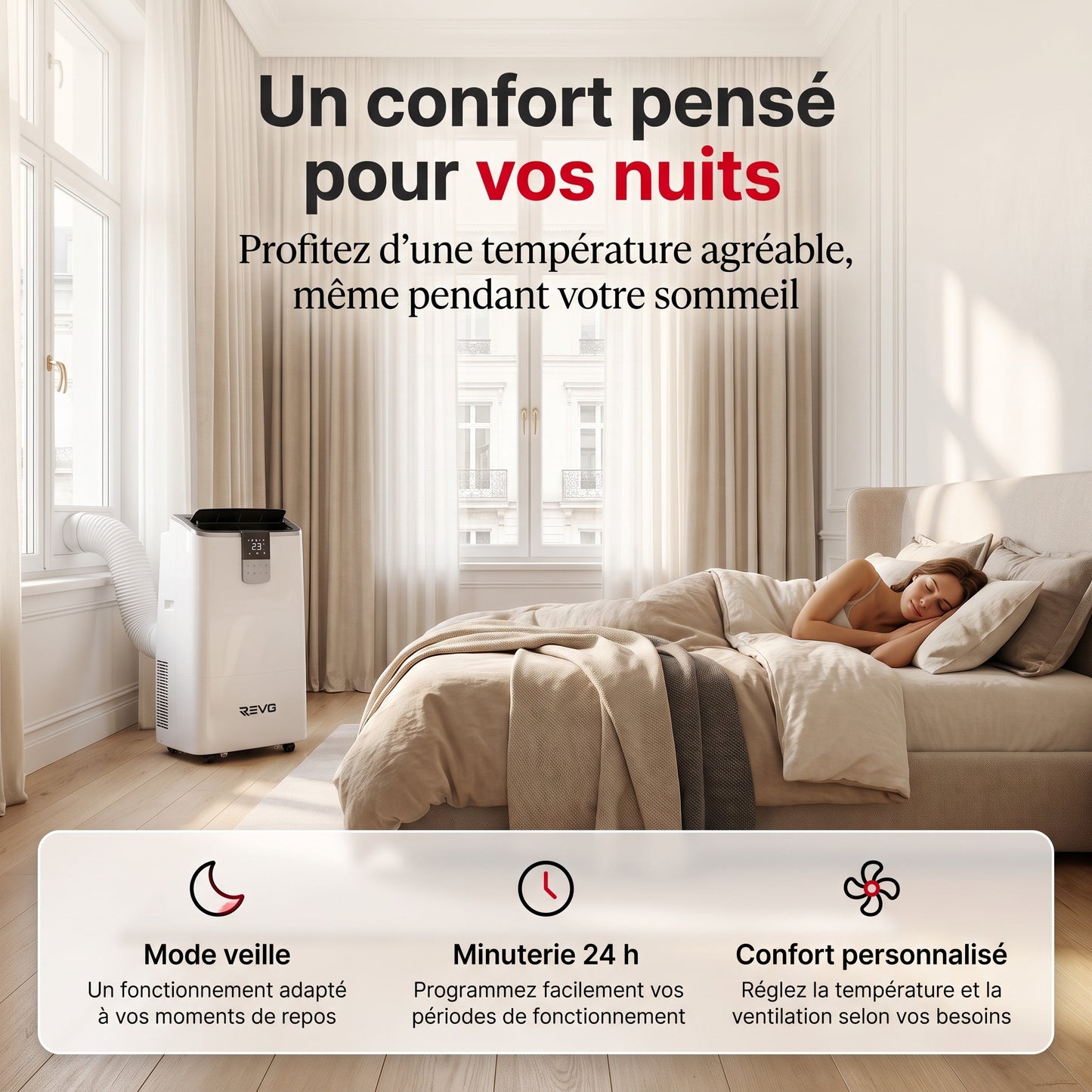 Climatiseur Mobile REVO Aero 14 – 14 000 BTU – Wi-Fi – 4-en-1 – 33 m² – Classe A