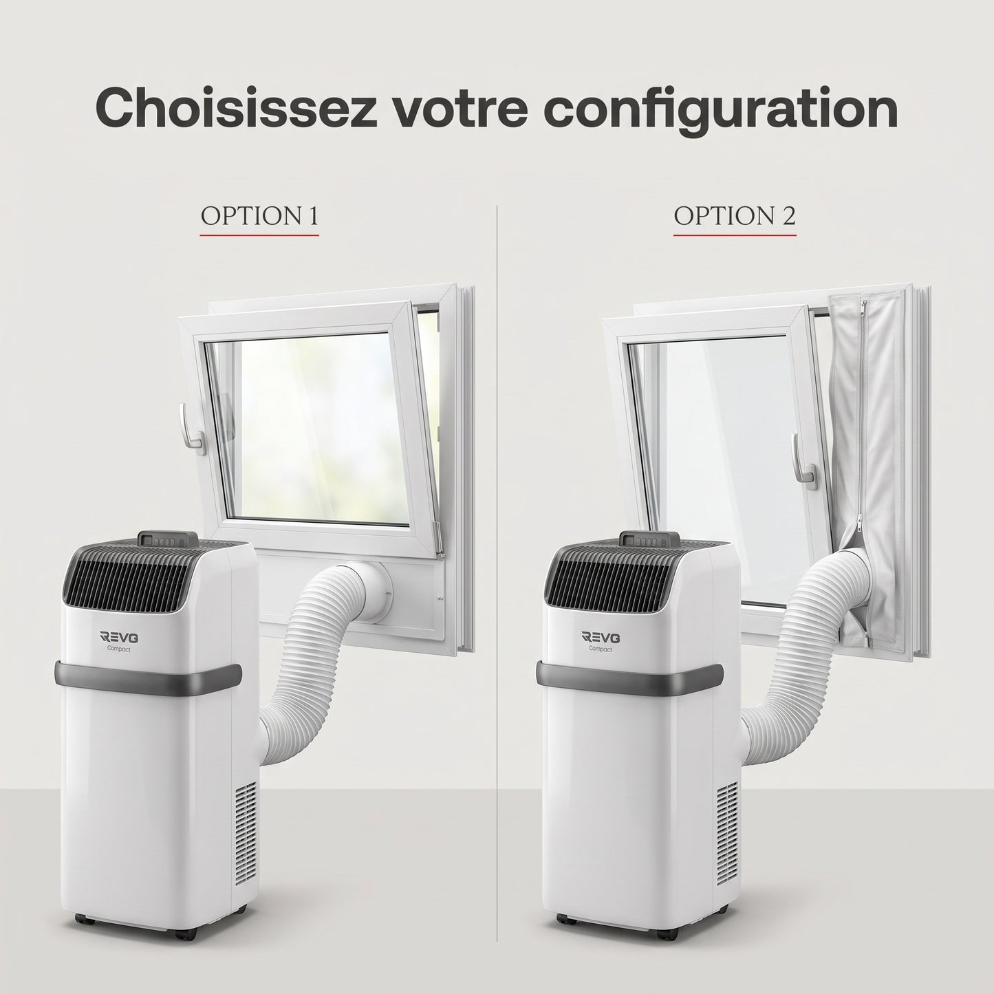 Climatiseur Mobile REVO Compact – 8 300 BTU – 2,1 kW – 3-en-1 – 52 dB – Classe A
