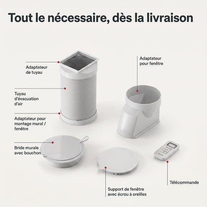 Climatiseur Mobile REVO Compact – 8 300 BTU – 2,1 kW – 3-en-1 – 52 dB – Classe A