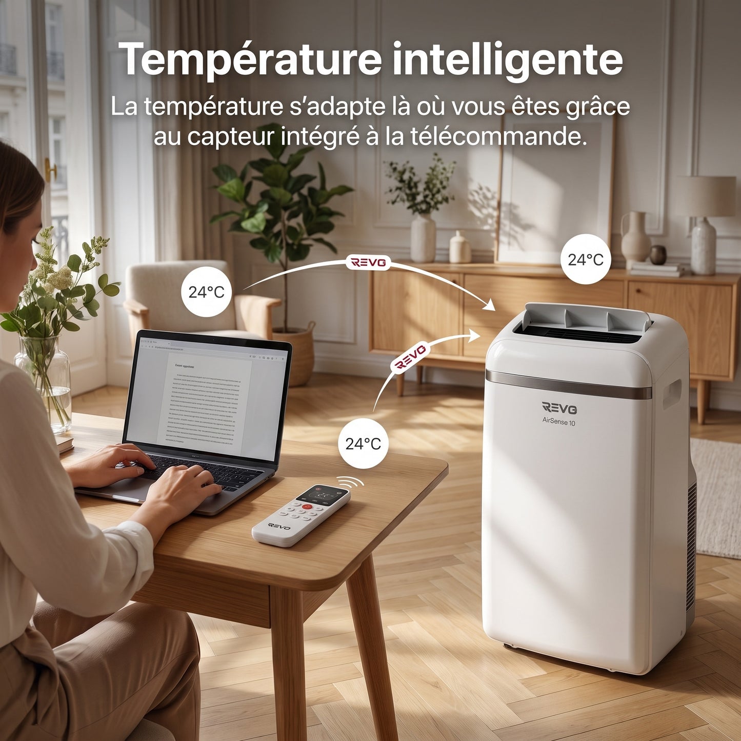 Climatiseur Mobile REVO AirSense 10 – 10 000 BTU – Classe A+ – Climatisation, Ventilation & Déshumidification