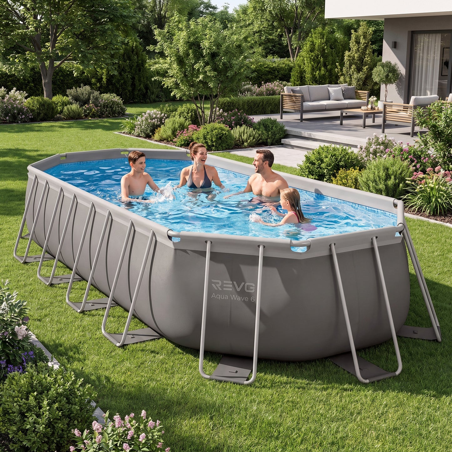 Piscine Hors-Sol Ovale REVO Aqua Wave 6 – 610 × 305 × 122 cm – 18 202 L – Filtration 4 400 L/h – Échelle & Bâche Incluses
