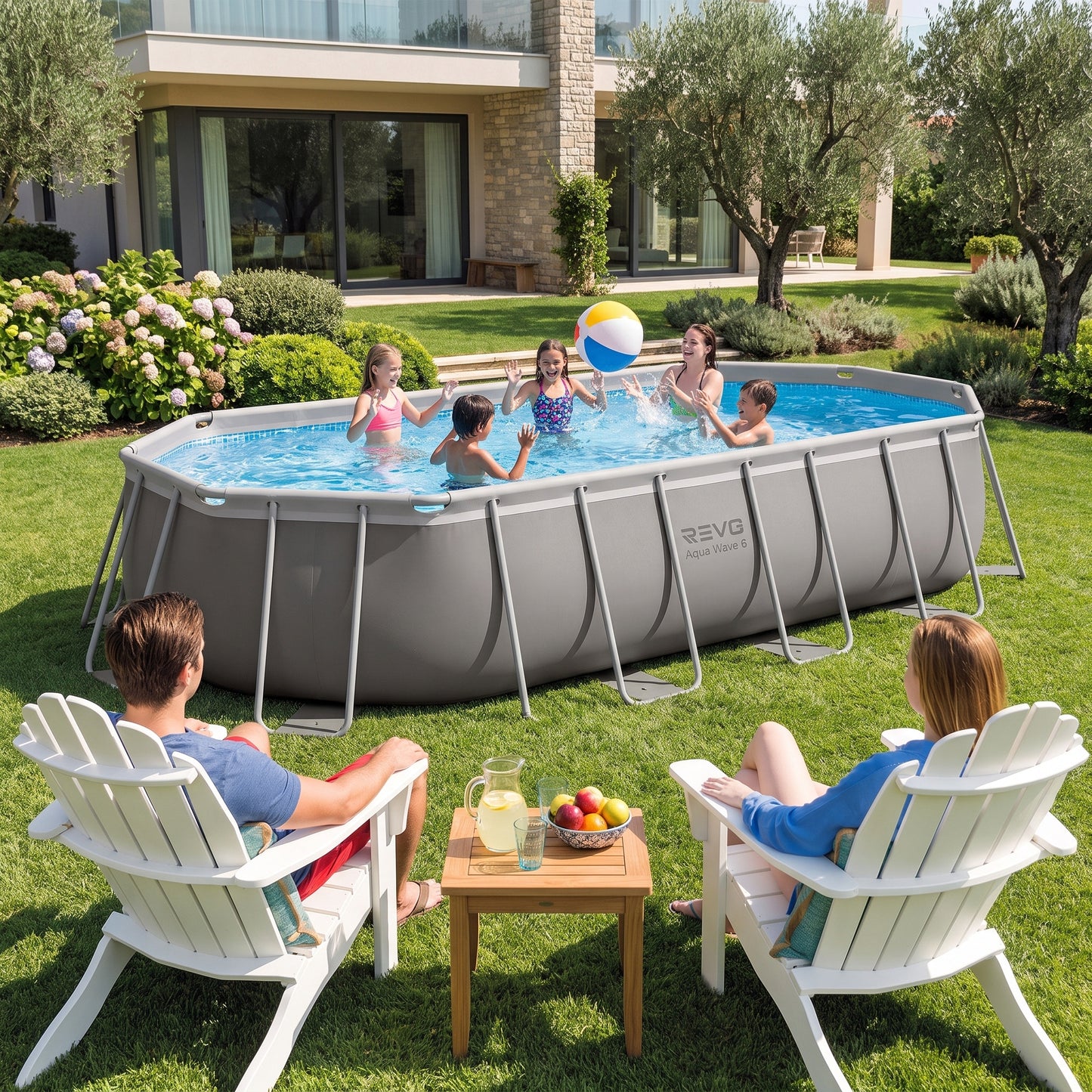 Piscine Hors-Sol Ovale REVO Aqua Wave 6 – 610 × 305 × 122 cm – 18 202 L – Filtration 4 400 L/h – Échelle & Bâche Incluses