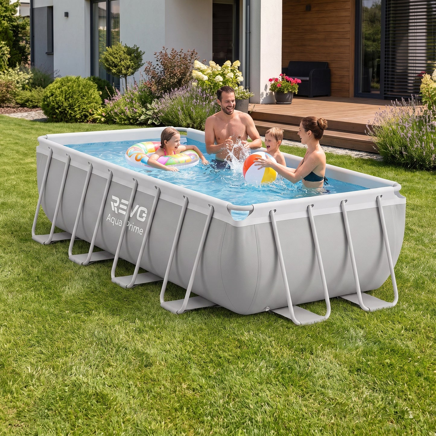 Piscine Hors-Sol Rectangulaire REVO Aqua Prime – 400 × 200 × 122 cm – 8 418 L – Filtration à Cartouche
