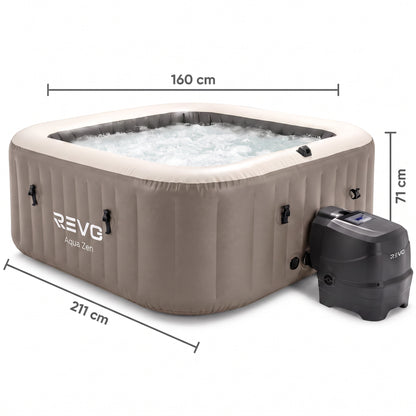 Spa Gonflable REVO Aqua Zen – 4 Places – 140 Jets – Chauffage 40°C – Wi-Fi & LED