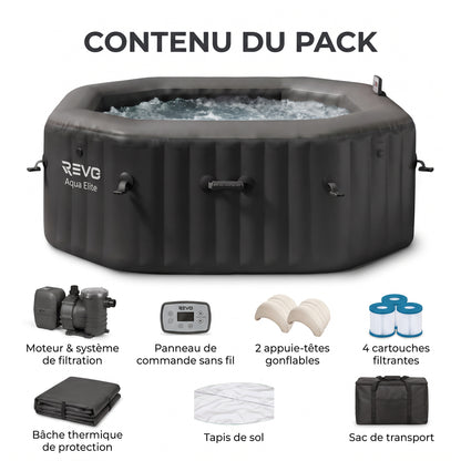 Spa Gonflable REVO Aqua Elite – 4 Places – 120 Jets – Chauffage 40°C – Wi-Fi