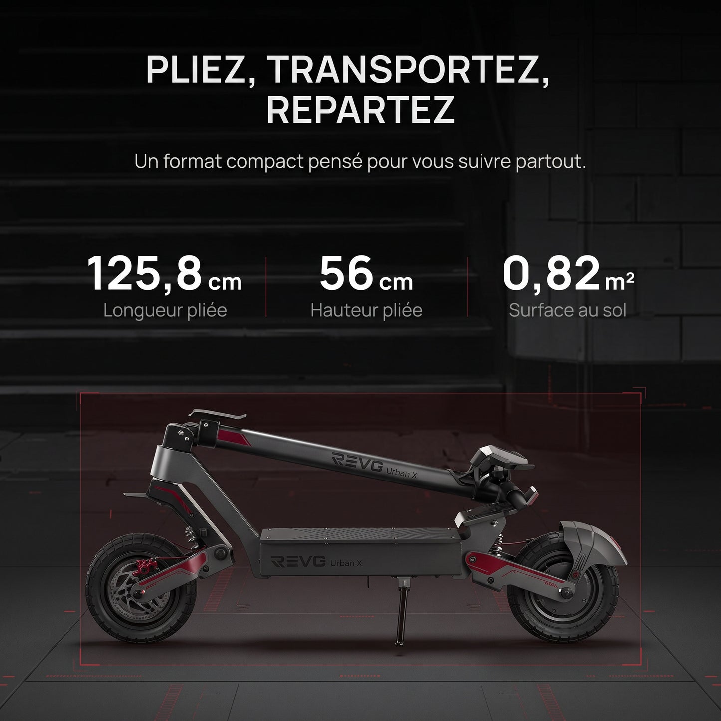 Trottinette Électrique REVO Urban X – 800 W – Autonomie 55 km – Pneus 10" – Suspensions AV/AR