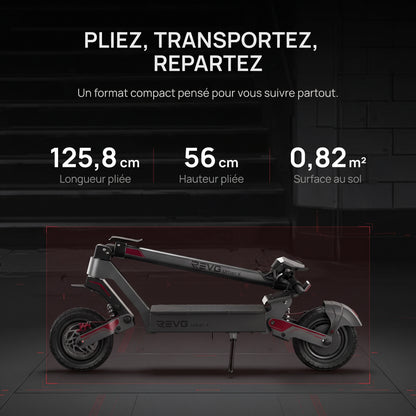 Trottinette Électrique REVO Urban X – 800 W – Autonomie 55 km – Pneus 10" – Suspensions AV/AR