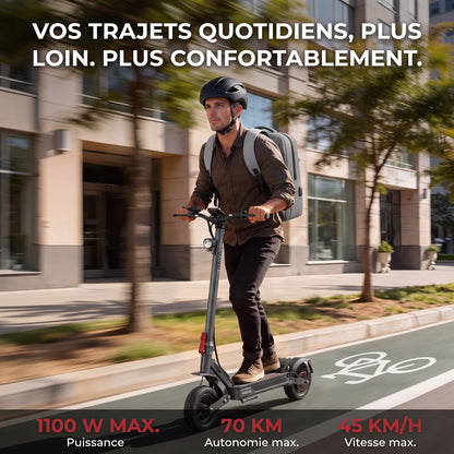 Trottinette Électrique REVO Vector – 1100 W Max. – Autonomie 70 km – Batterie 48 V 13 Ah – Pneus 10" – Suspension & NFC