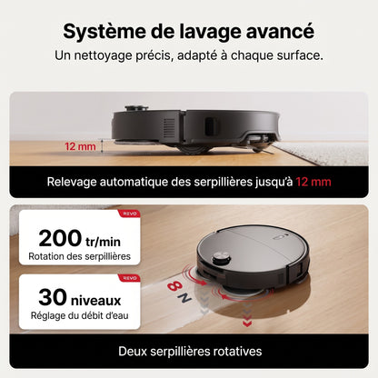 Robot Aspirateur Laveur REVO Apex 25 Noir – 25 000 Pa avec Station Multifonctionnelle & Navigation Intelligente