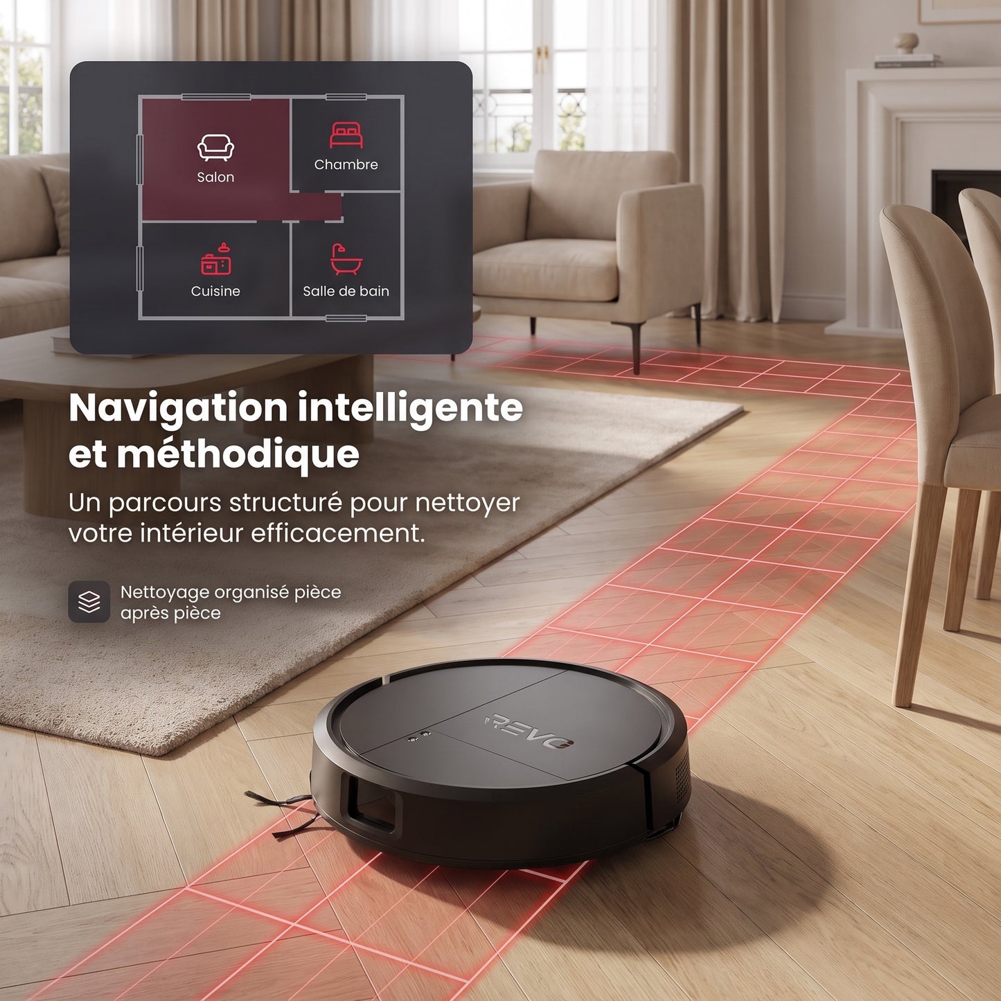 Robot Aspirateur Laveur REVO Vector 15 – 15 000 Pa avec Station de Vidage Automatique & Navigation LiDAR