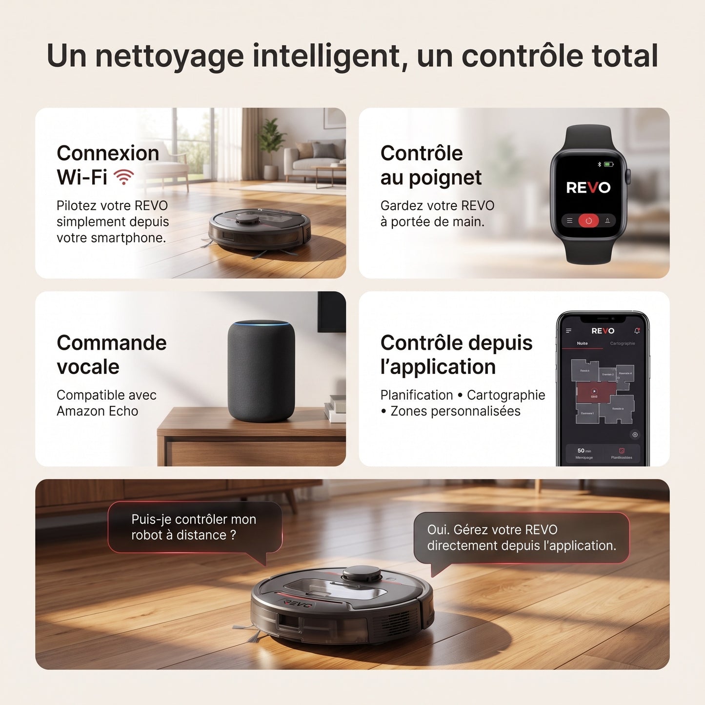 Robot Aspirateur REVO Vector 5 –  Laveur 3-en-1 5 000 Pa avec Navigation Intelligente & Contrôle Connecté