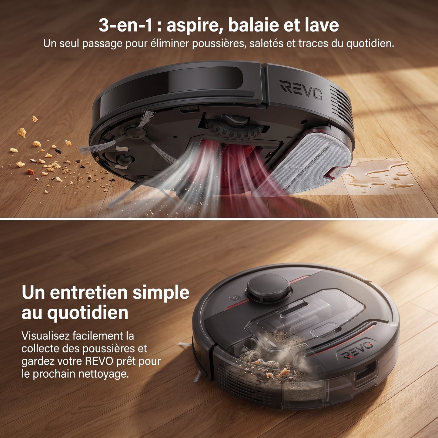 Robot Aspirateur REVO Vector 5 –  Laveur 3-en-1 5 000 Pa avec Navigation Intelligente & Contrôle Connecté