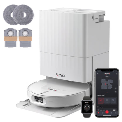 Robot Aspirateur Laveur REVO Apex 25 Blanc – 25 000 Pa avec Station Multifonctionnelle & Navigation Intelligente