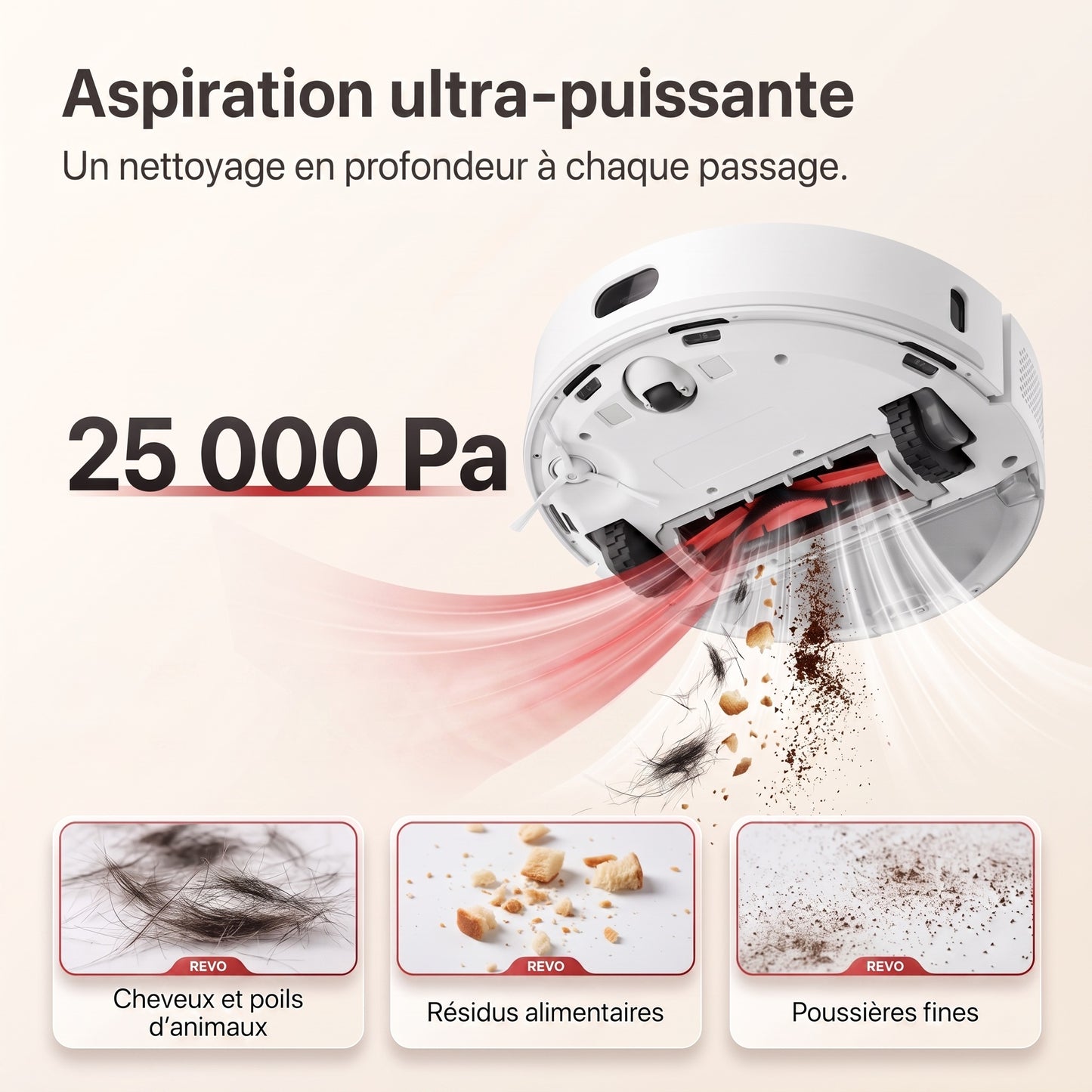 Robot Aspirateur Laveur REVO Apex 25 Blanc – 25 000 Pa avec Station Multifonctionnelle & Navigation Intelligente