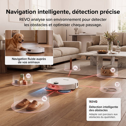Robot Aspirateur Laveur REVO Apex 25 Blanc – 25 000 Pa avec Station Multifonctionnelle & Navigation Intelligente