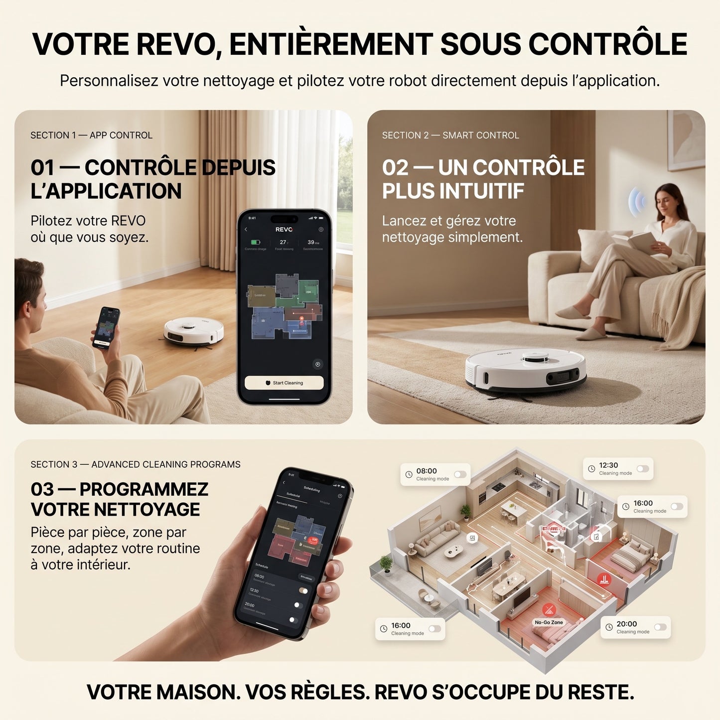 Robot Aspirateur Laveur 3-en-1 REVO Aero 6 – 6 000 Pa avec Station de Vidage Automatique