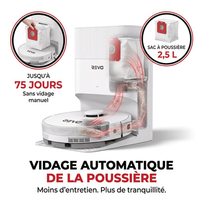 Robot Aspirateur Laveur REVO Vortex 13 –  13 000 Pa avec Station Auto-Vidage & Navigation Laser