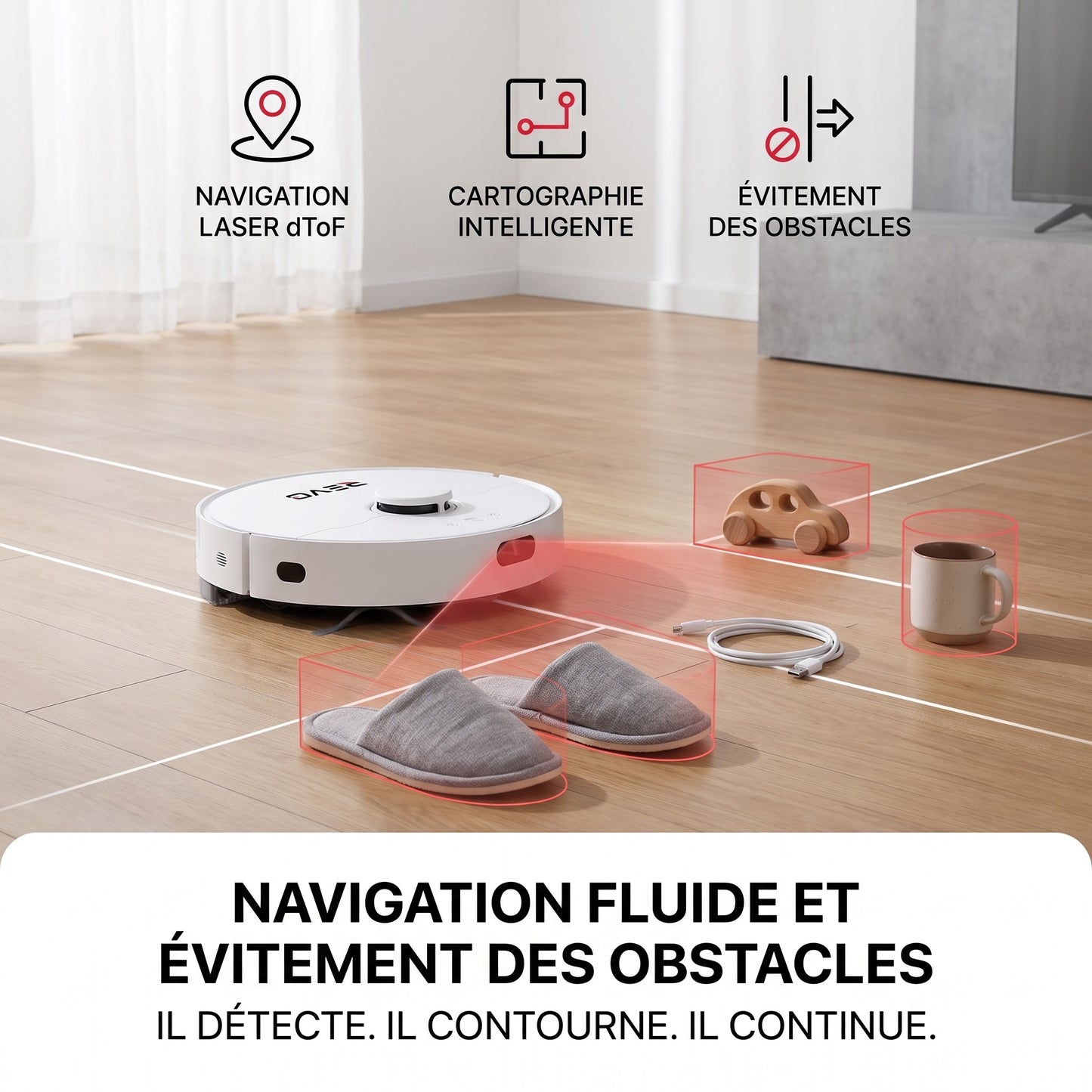 Robot Aspirateur Laveur REVO Vortex 13 –  13 000 Pa avec Station Auto-Vidage & Navigation Laser