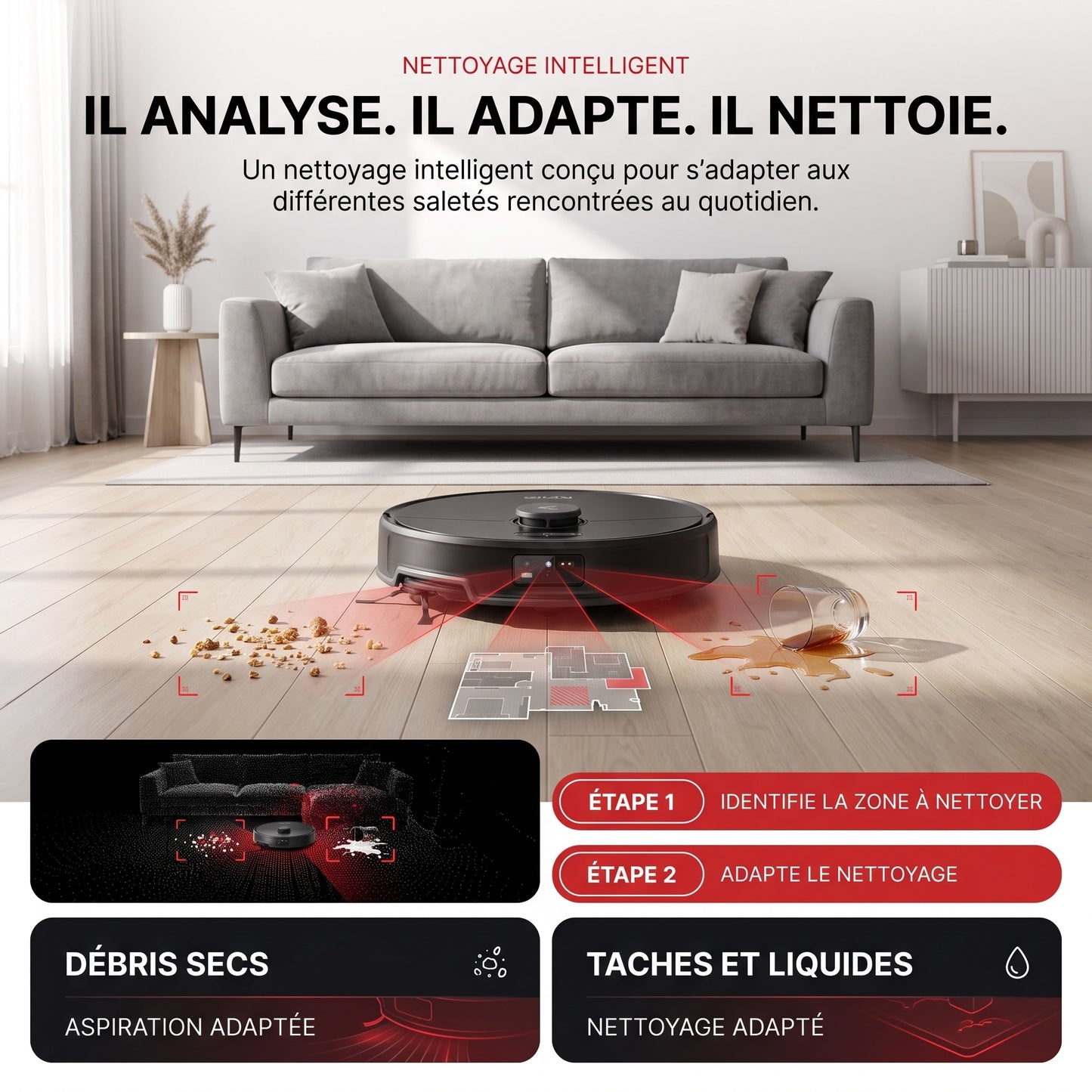 Robot Aspirateur Laveur REVO S20 Ultra – 36 000 Pa – Navigation 3D – Station Automatique