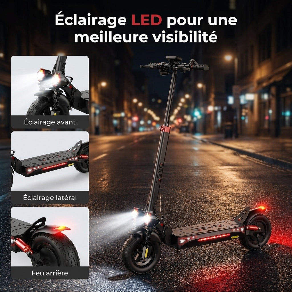 Trottinette Électrique REVO Titan 800 – 800 W – Autonomie 45 km – Batterie 48 V 15 Ah – Pneus Tout-Terrain 10"