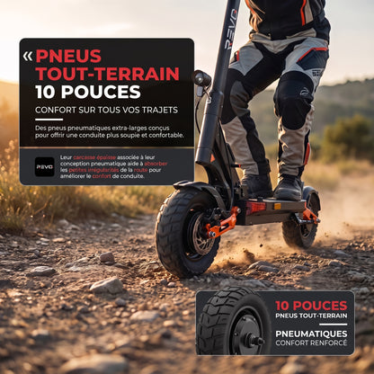Trottinette Électrique REVO Titan X2 – Double Moteur 2 × 1 000 W – Autonomie jusqu’à 75 km – Batterie 60 V 18 Ah – Pneus Tout-Terrain 10"