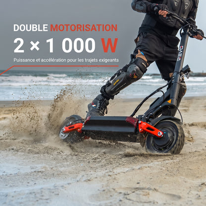 Trottinette Électrique REVO Titan X2 – Double Moteur 2 × 1 000 W – Autonomie jusqu’à 75 km – Batterie 60 V 18 Ah – Pneus Tout-Terrain 10"