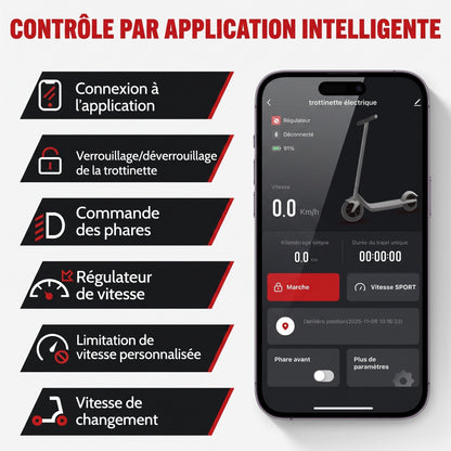 Trottinette Électrique REVO Nova – 350 W (Pointe 650 W) – Autonomie 30-35 km – Batterie 36V 7,8 Ah – Pneus 8,5" Nid d'Abeille