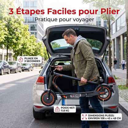 Trottinette Électrique REVO Nova – 350 W (Pointe 650 W) – Autonomie 30-35 km – Batterie 36V 7,8 Ah – Pneus 8,5" Nid d'Abeille