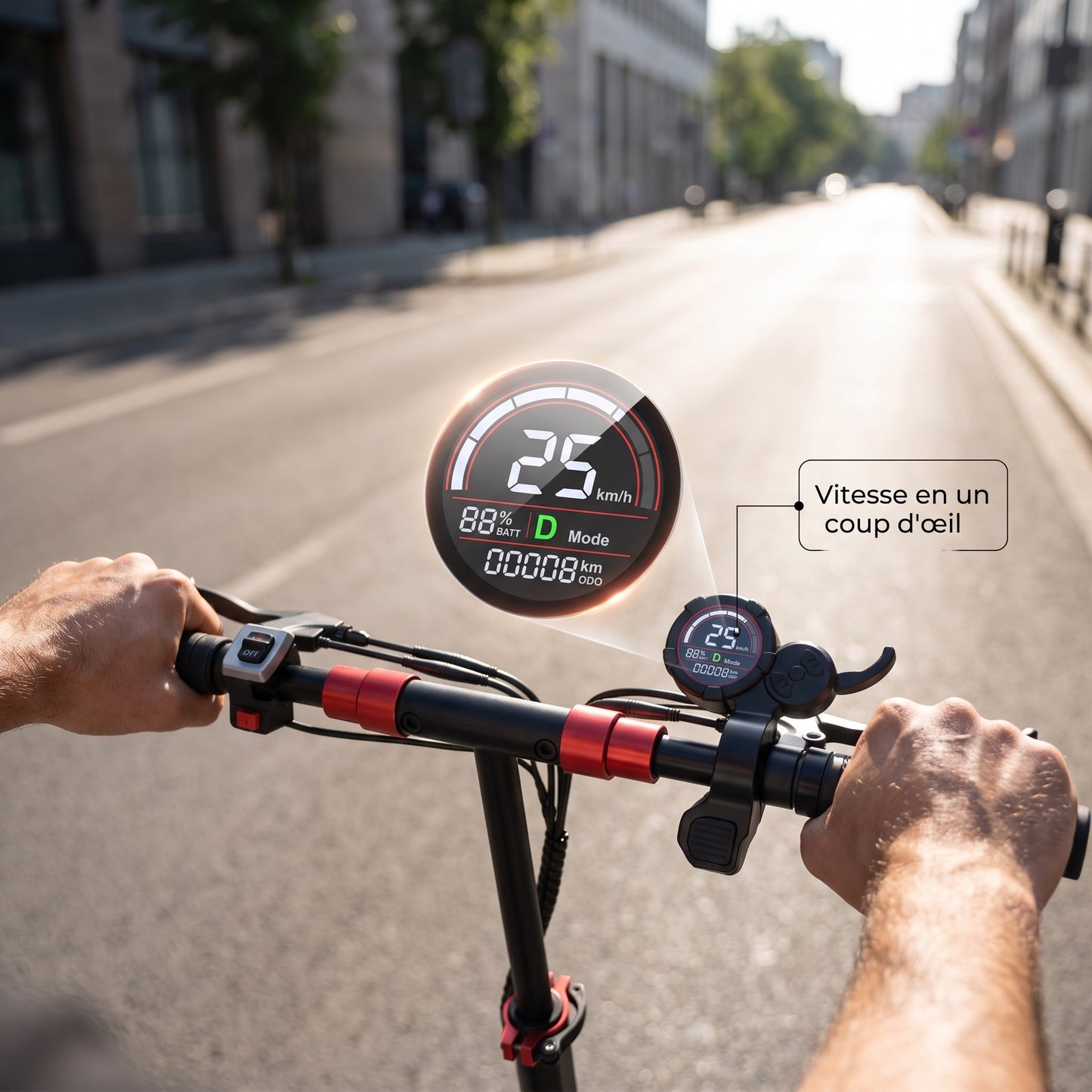 Trottinette Électrique REVO Peak – 1000 W (pointe 1200 W) – Autonomie 55 km – Batterie 48V 15Ah – Pneus 11" Tout-Terrain