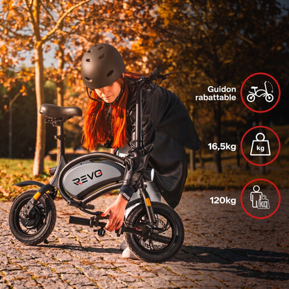 Draisienne Électrique REVO Volt – 350 W – Autonomie 15 à 20 km – Batterie 36V – Pliable – Freins à Disque Avant/Arrière