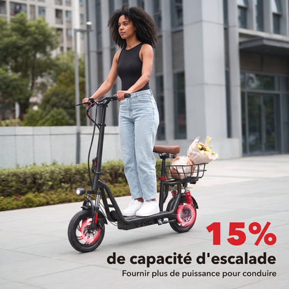 Trottinette Électrique REVO Zenith – 500 W – Autonomie 35 km – Batterie 36V 7,5Ah – Pneus 12" – Avec Siège
